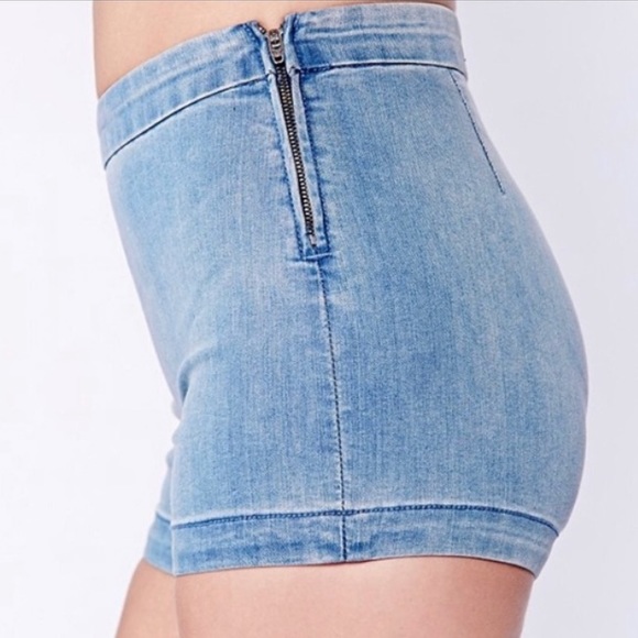Free People high waist denim side zipper pocketless short shorts size 27 - Picture 3 of 7